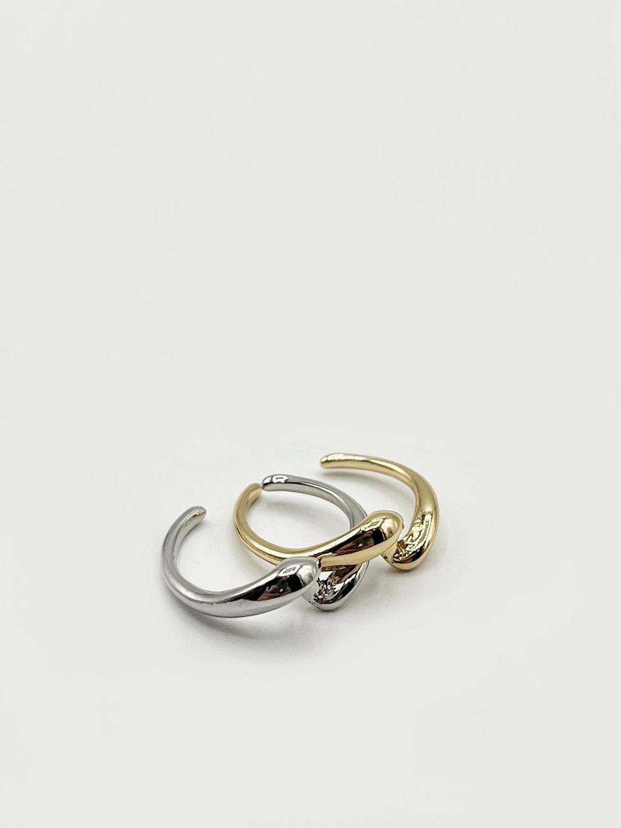 Two pack mixed metal rings in silver and gold