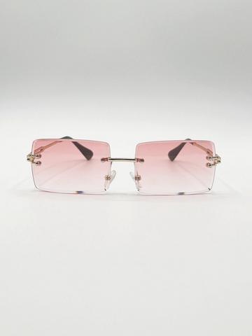 Pink Frameless Square Sunglasses in Pink