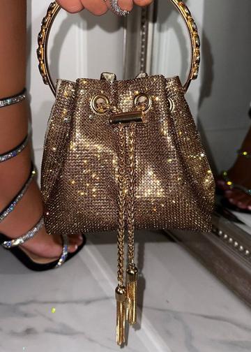 Gold Metallic Crystal Goddess Handbag