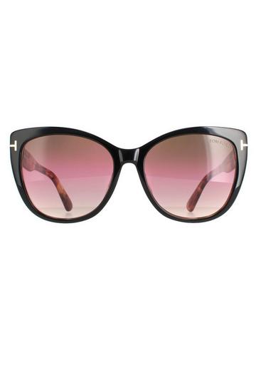 Cat Eye Black and Havana Brown Pink Gradient FT0937 Nora Sunglasses Black