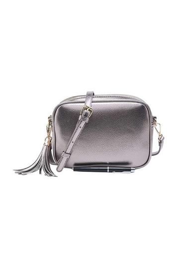 Metallic Tassel Charm Double Compartments Camera Cross body Bag