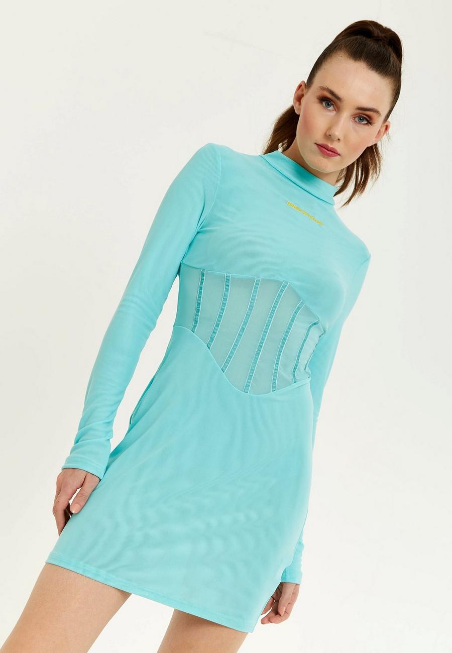 Blue High Neck Corset Dress image number 1