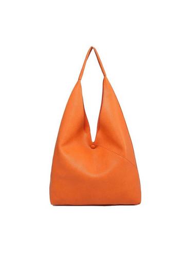 Orange Large 2in1 Hobo Slouch Tote PU Leather Handbag With Roomy purse