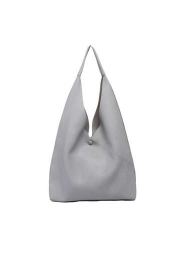 Grey Large 2in1 Hobo Slouch Tote PU Leather Handbag With Roomy purse