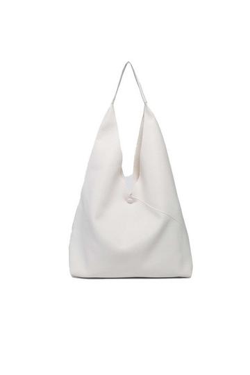 White Large 2in1 Hobo Slouch Tote PU Leather Handbag With Roomy purse