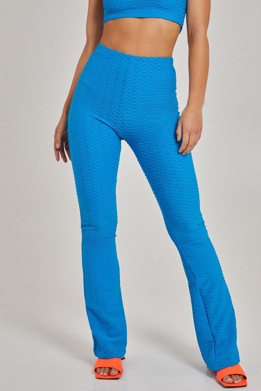 Blue Waffle Texture Flare Trouser image number 1