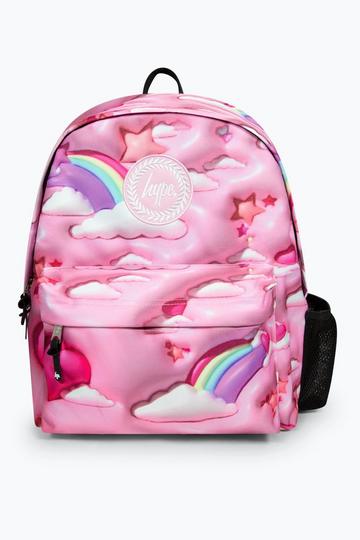 Pink 3D Clouds Badge Backpack