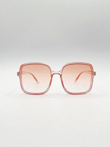 Oversized Lightweight Square Frame Sunglasses in Pale Pink Light Pink