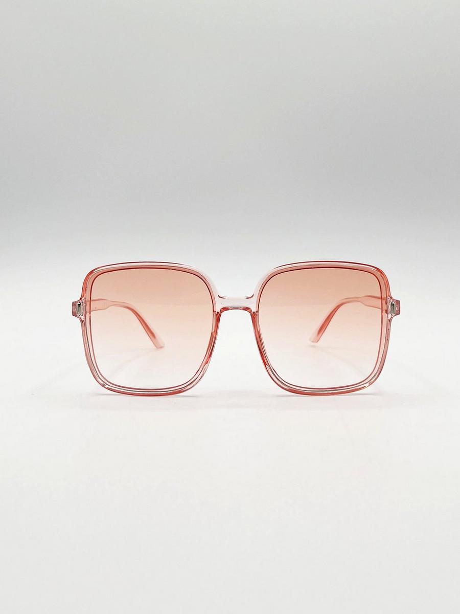 Light pink Oversized Lightweight Square Frame Sunglasses in Pale Pink