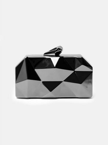 'Melanie' Geometric Pattern Clutch Bag Black