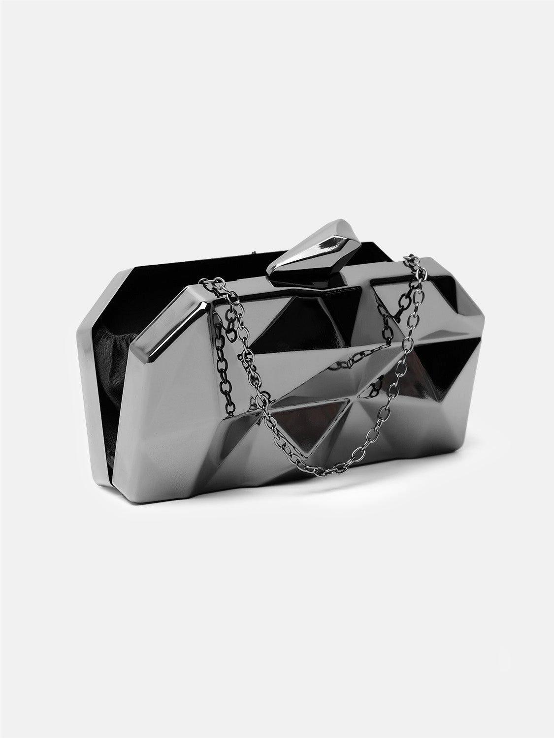 Melanie Geometric Pattern Clutch Bag boohoo UK