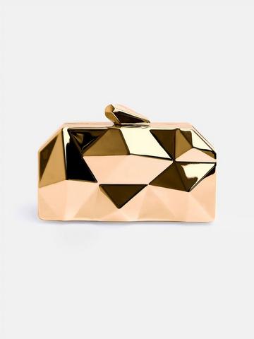 Gold Metallic 'Melanie' Geometric Pattern Clutch Bag