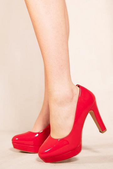 Red 'Alvina' Platform Block High Heel Court Pumps