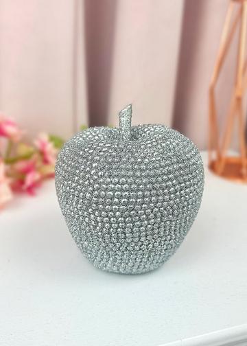 Sparkly Apple Ornament Metallic Silver