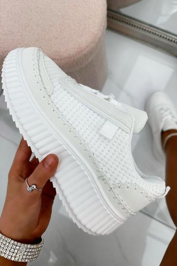 Khloe Woven Platform Trainer White