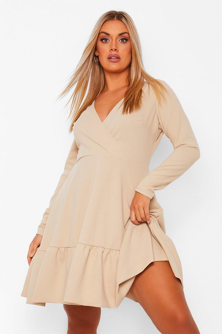 Plus Ruffle Wrap Skater Dress image number 1