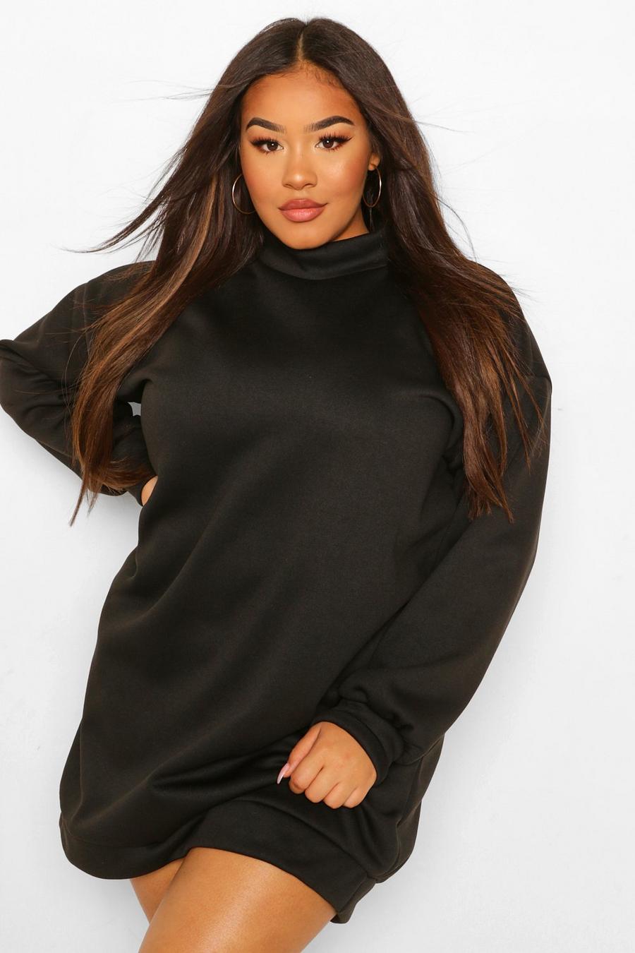 Black Plus - Oversize sweatshirtklänning med hög krage image number 1