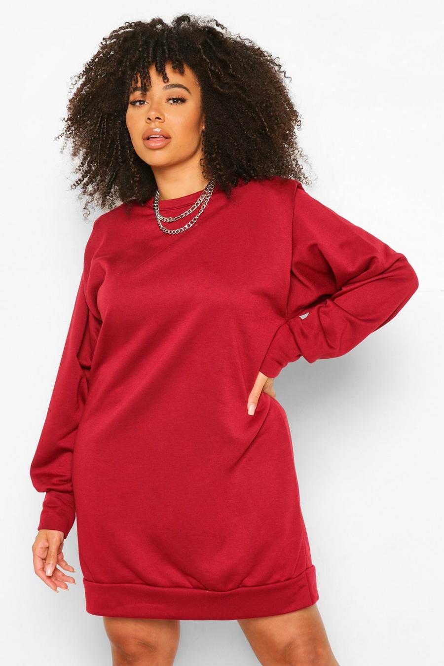 Berry Plus Shoulder Pad Sweatshirt Dress image number 1