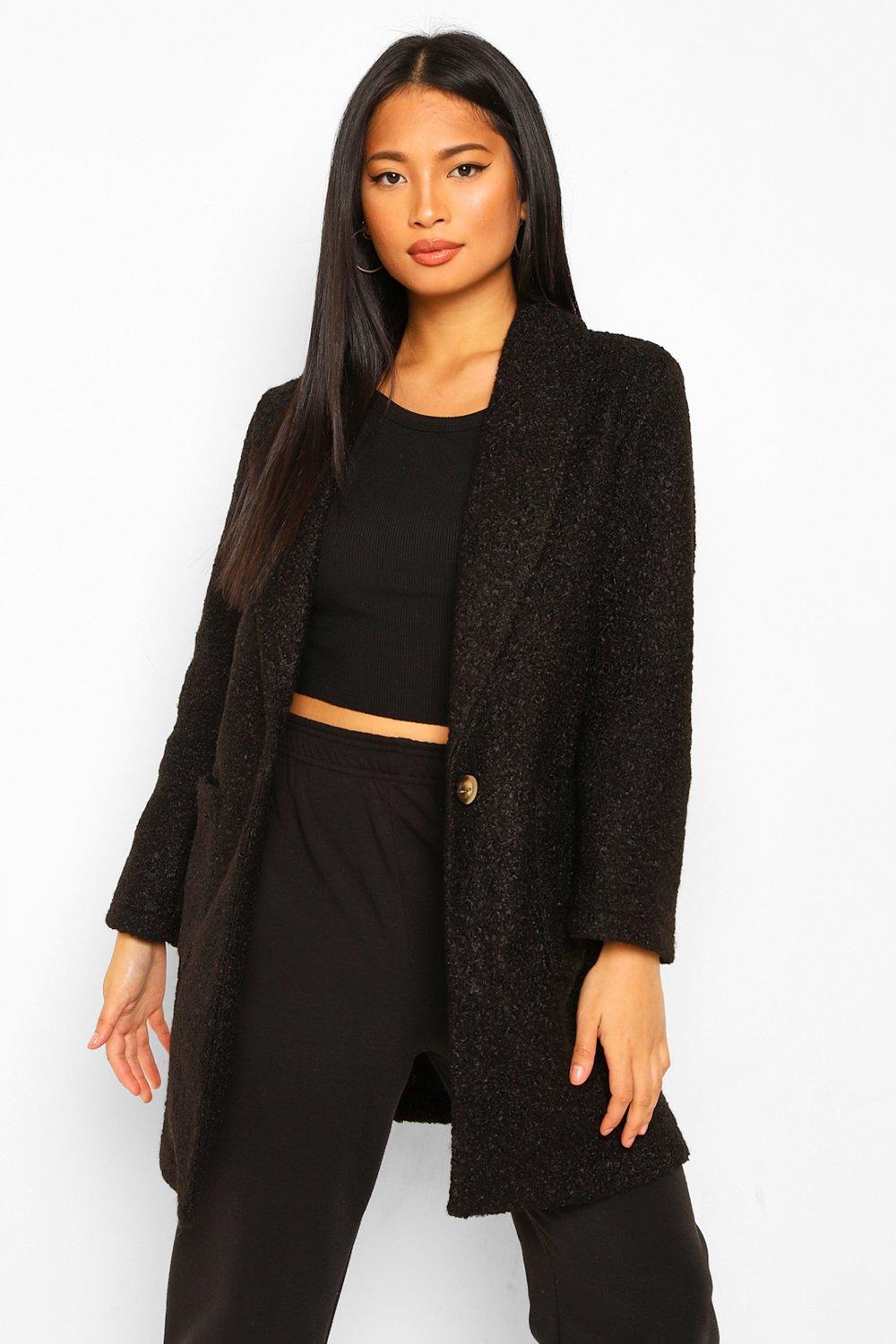 Black petite teddy coat best sale