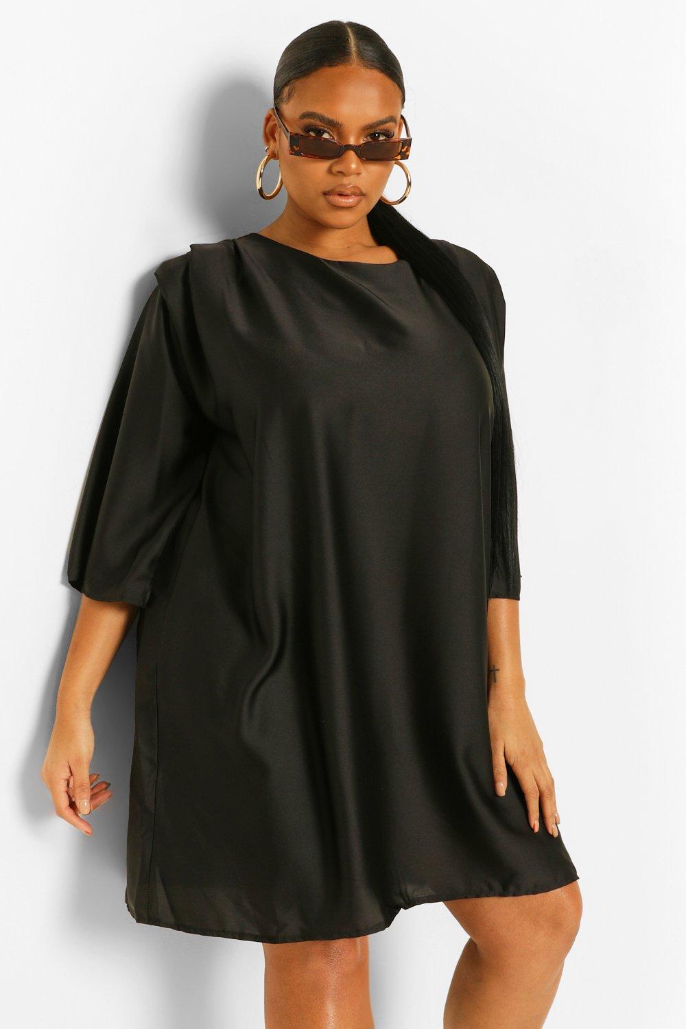 Satin 3/4 Sleeve Shirt Dress