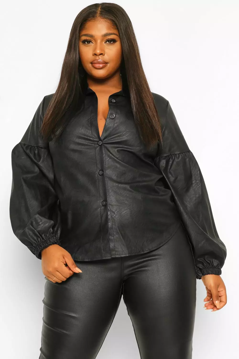 Leather discount look blouse