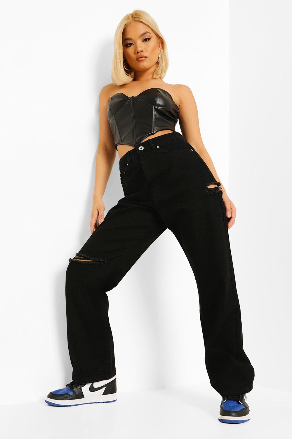 Boohoo ripped hot sale boyfriend jeans