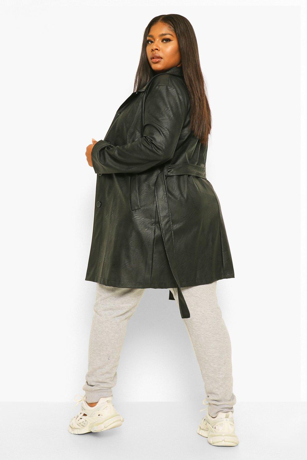 boohoo Faux Leather Oversized Shacket - Beige - Size 6