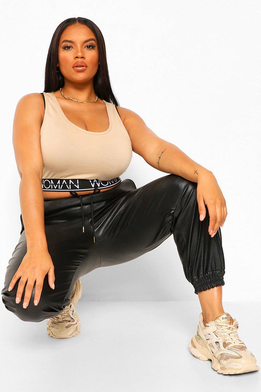 Boohoo on sale leather joggers