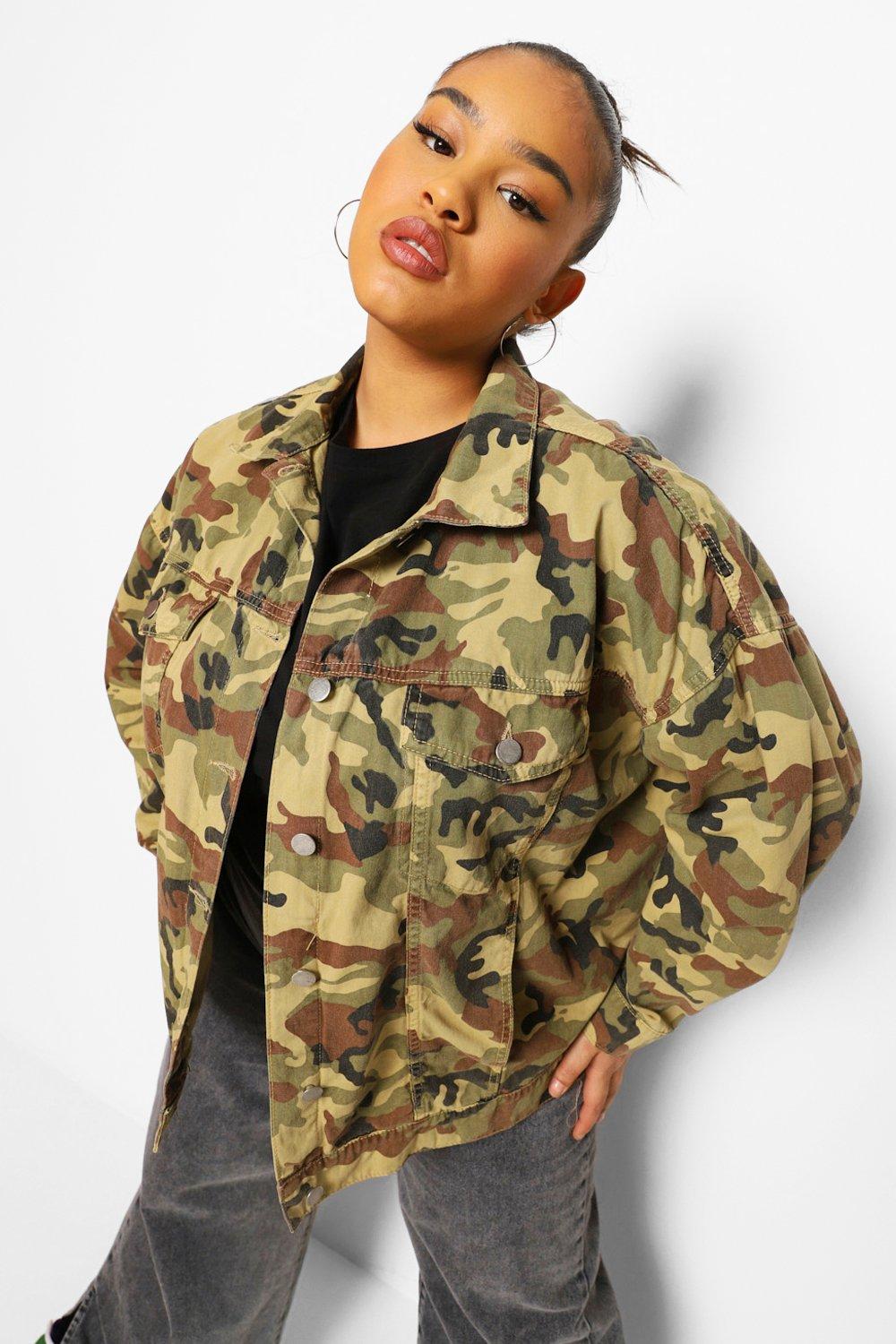 Oversized camo jacket hot sale plus size