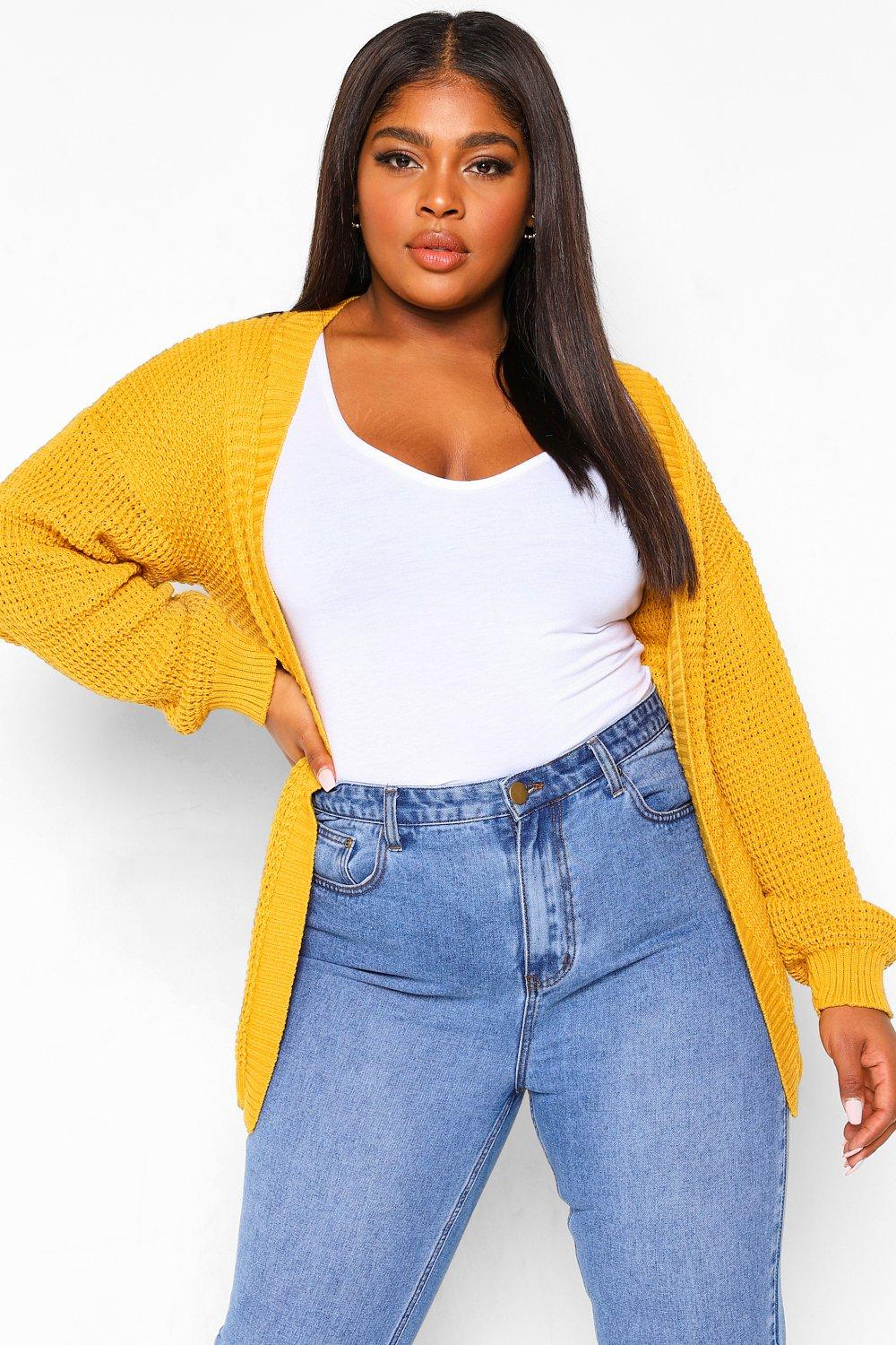 Plus size mustard yellow cardigan best sale