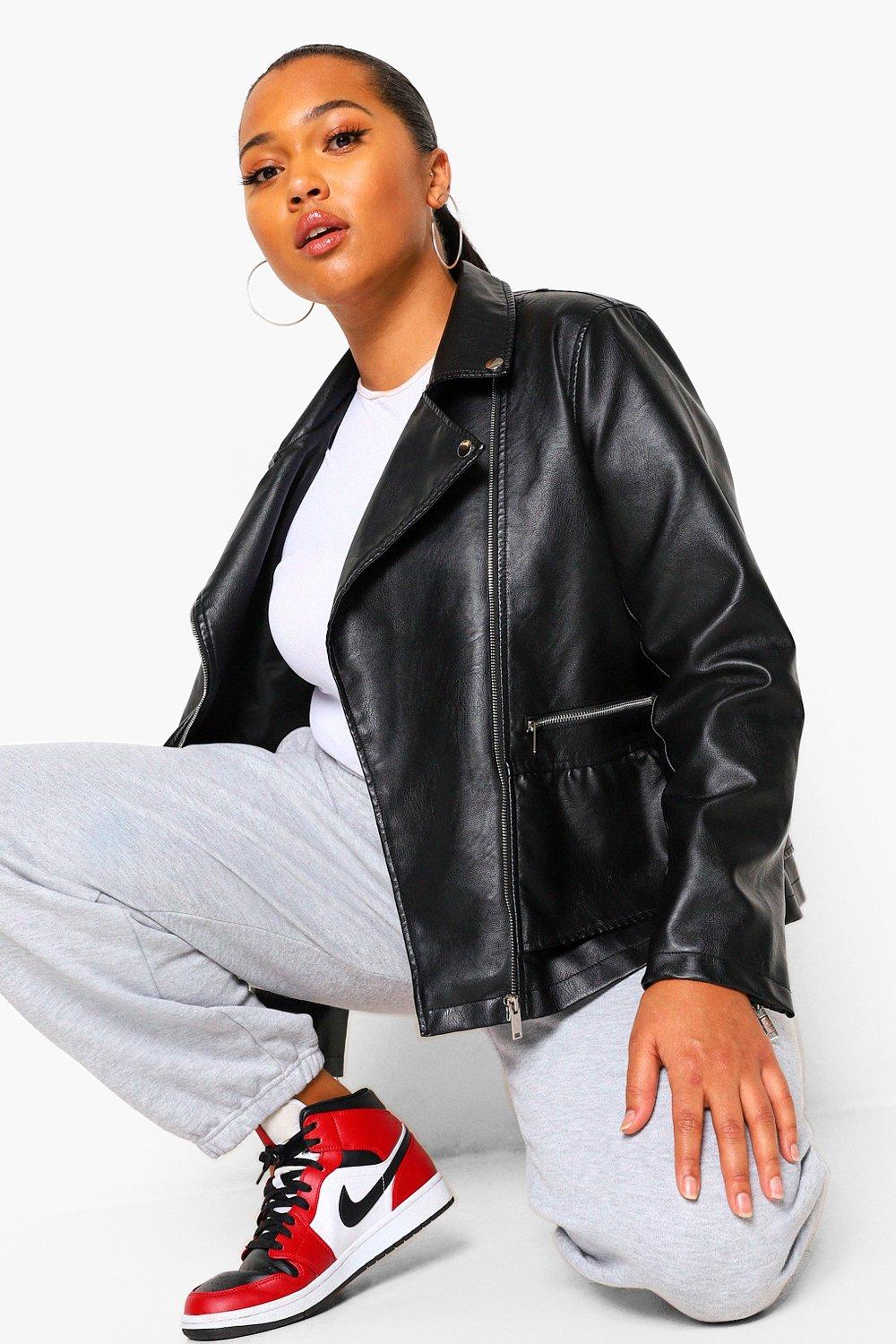 Faux leather peplum jacket plus size sale