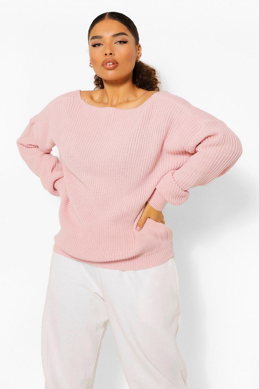 Blush Plus V Back Oversized Sweater image number 1