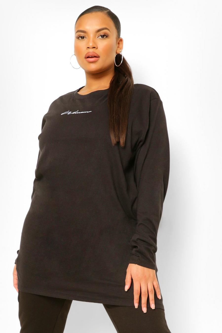 Grande taille - T-shirt à manches longues "Woman" brodé image number 1