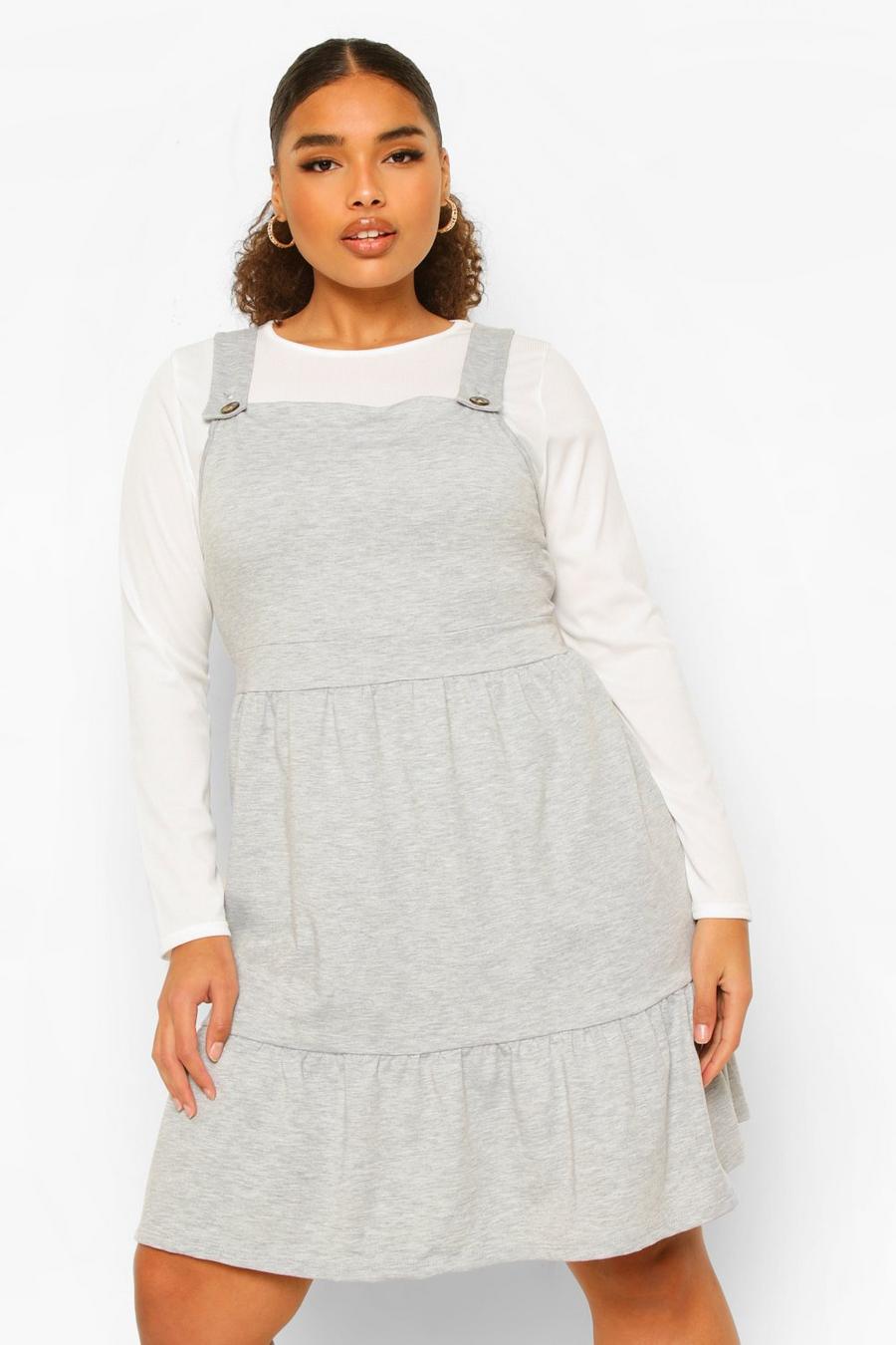 Plus Tiered Smock Pinafore Dress image number 1
