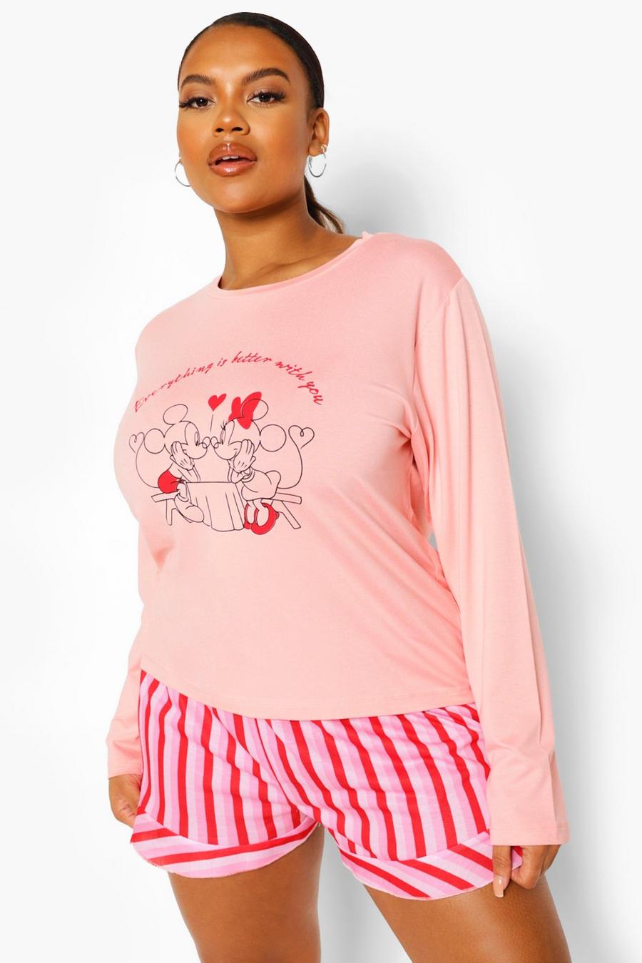 Plus Disney Schlafanzug mit Micky und Minnie-Valentin-Motiv, Rosa image number 1