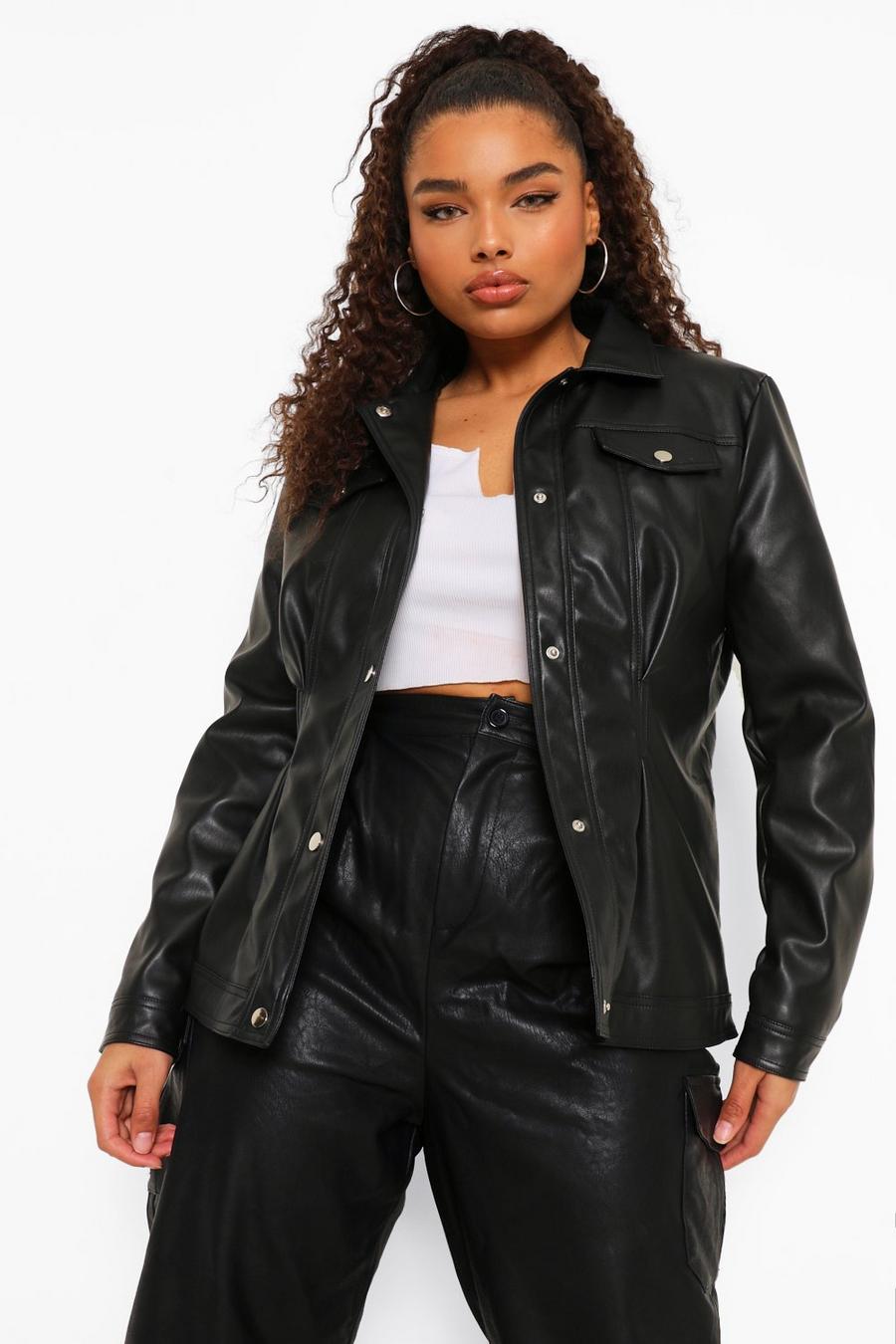 Black Plus Western Faux Leather Jacket image number 1