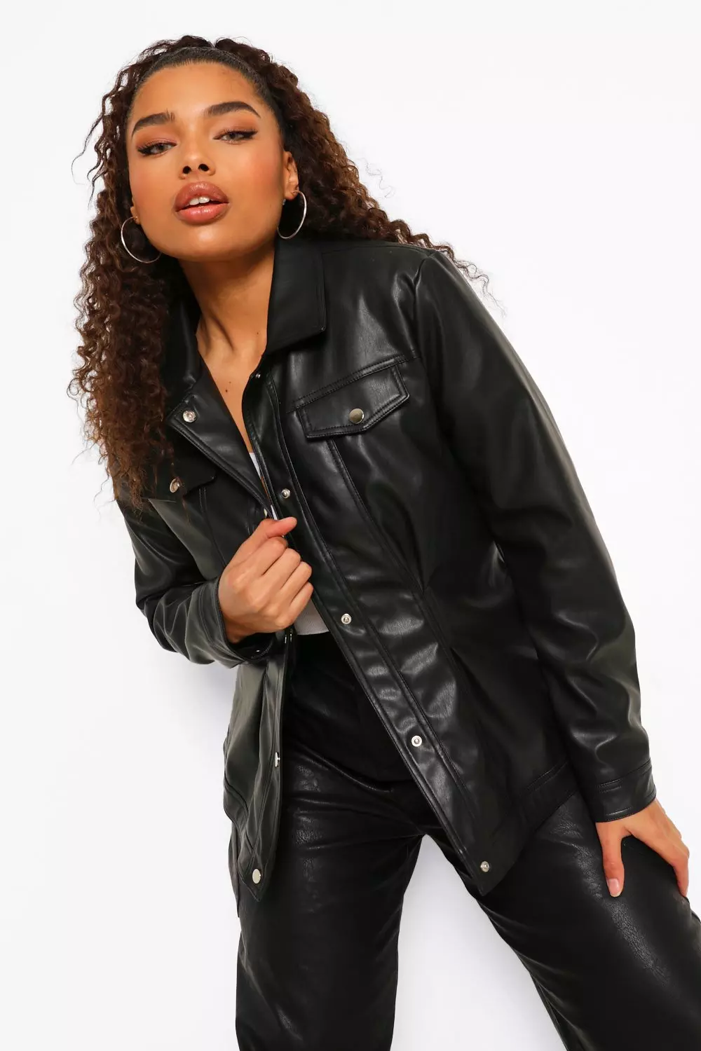 River island leather hot sale look jacket