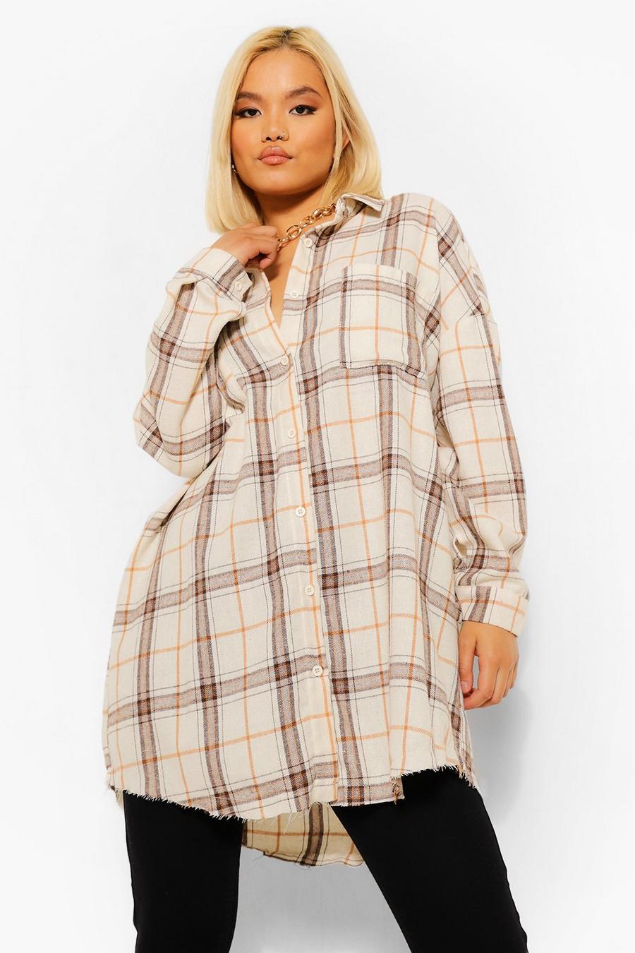 Ivory Petite Oversized Flannel Shirt image number 1