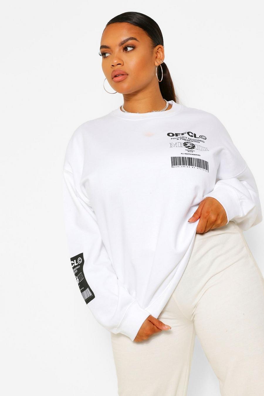 White Plus - "Official" Sweatshirt med tryck image number 1