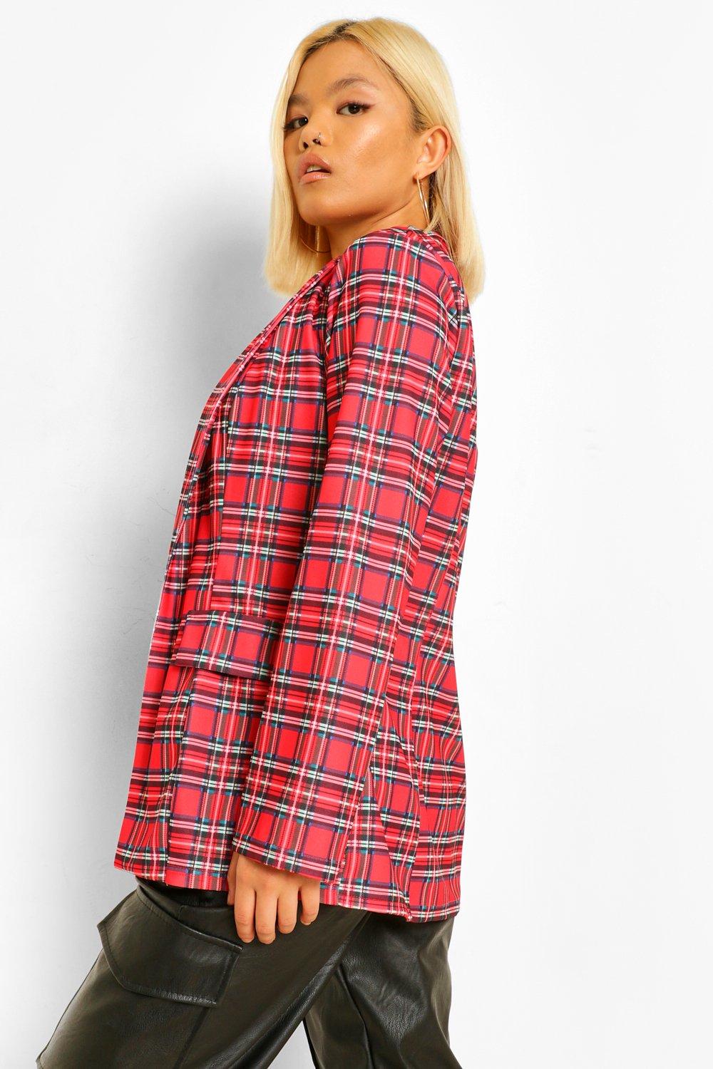 Boohoo shop tartan blazer