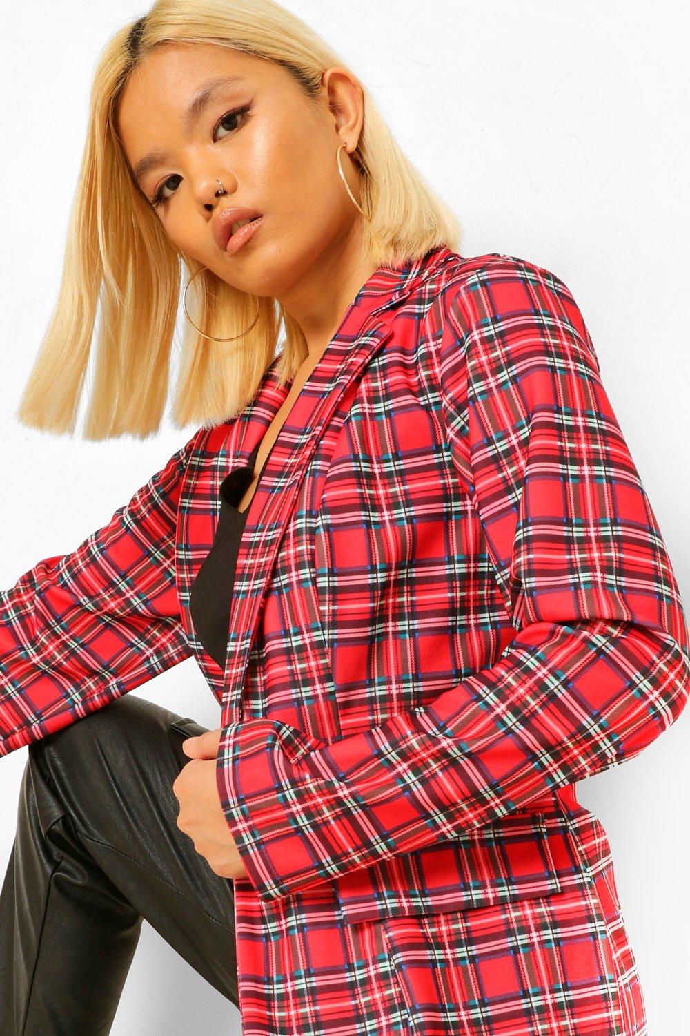 petite tartan blazer