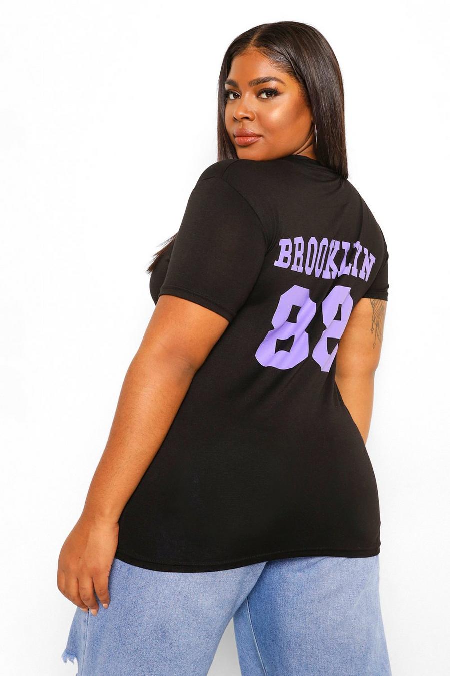 Grande taille - T-shirt basketball imprimé dans le dos "Brooklyn 88", Black image number 1
