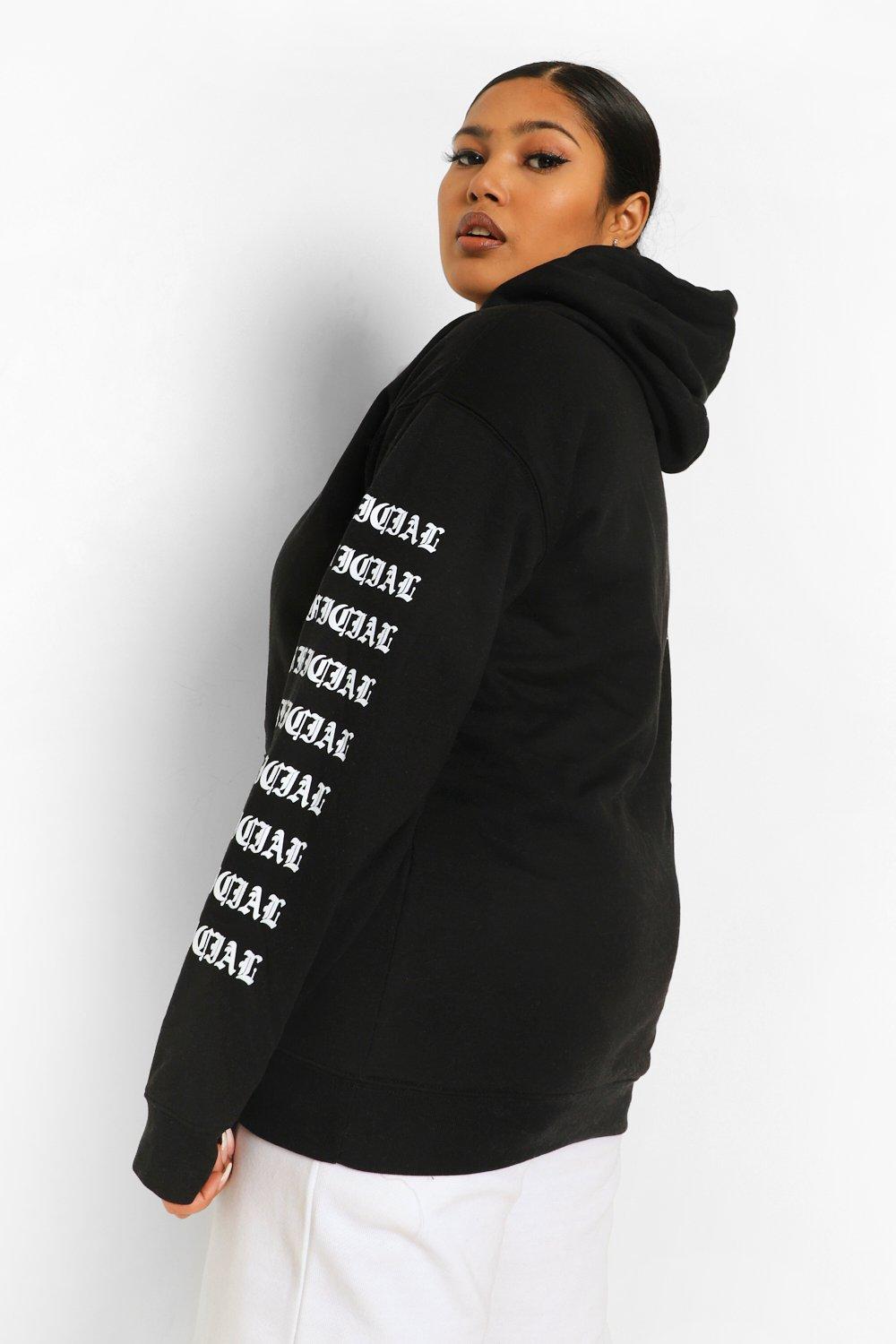 Plus Official Arm Print Hoodie boohoo USA