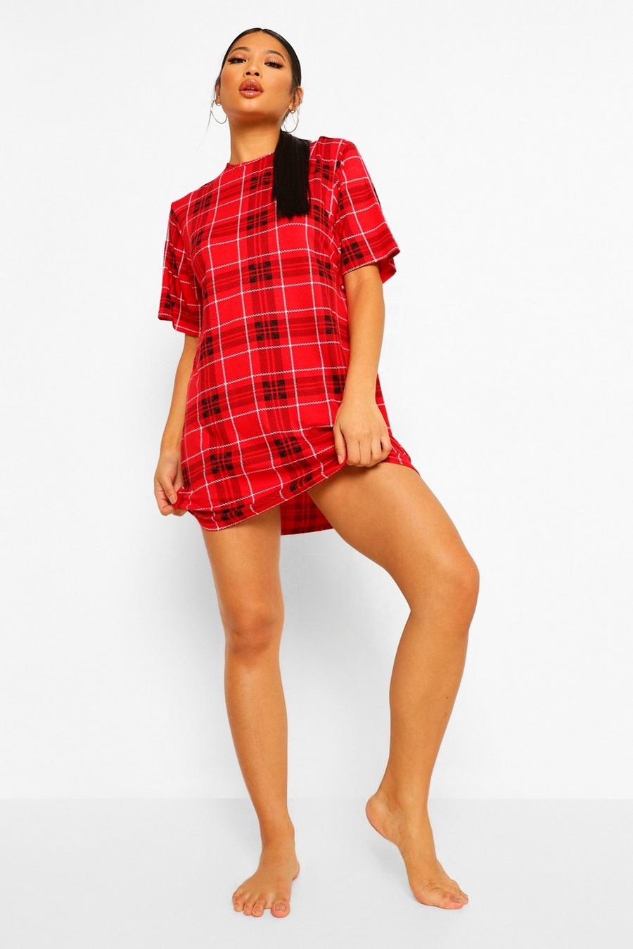 Red Petite Check Print Christmas Nightgown image number 1