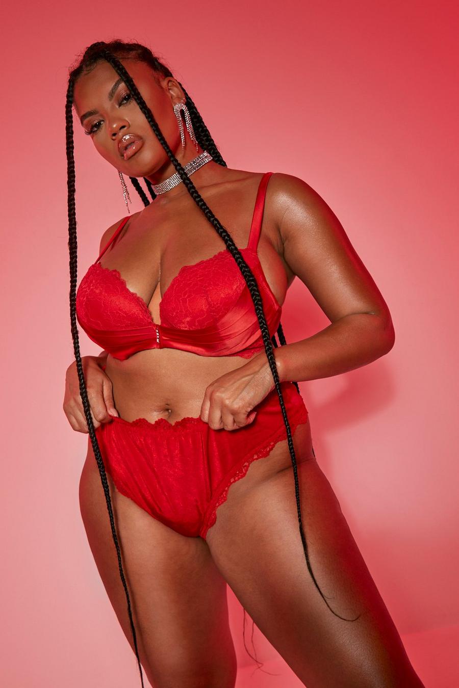 Red Plus Heart Mesh Bum Knickers
