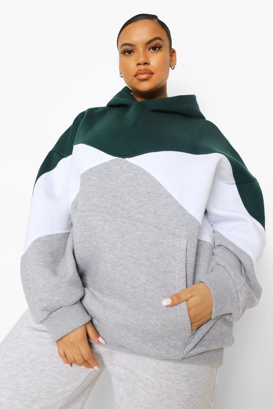 Emerald Plus - Oversize hoodie med blockfärger och ficka image number 1