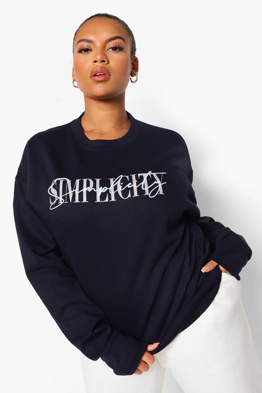 Grande taille - Sweat Simplicity, Navy image number 1
