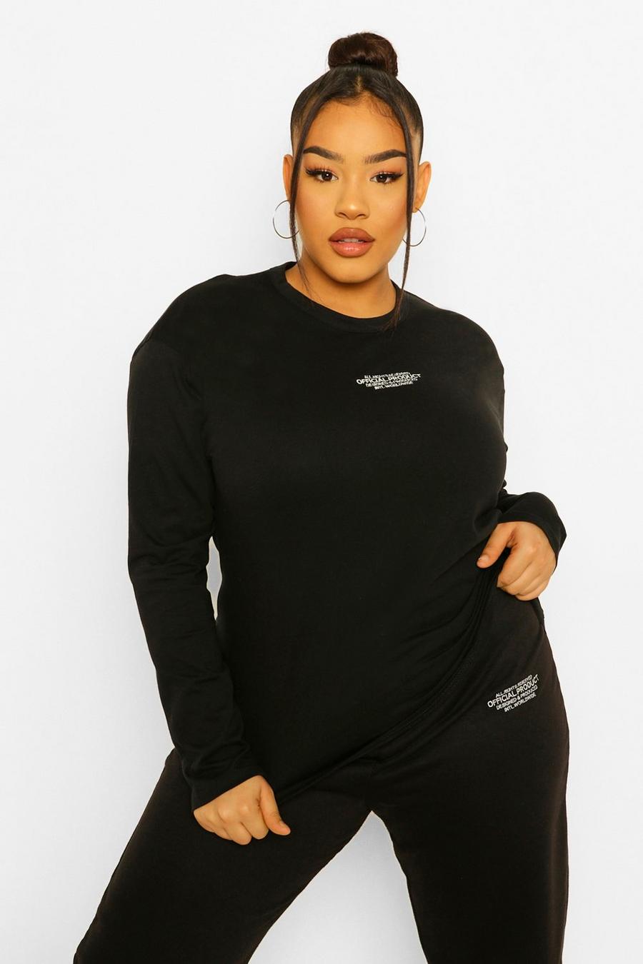 Black Plus Official Embroidered Long Sleeve Tee image number 1