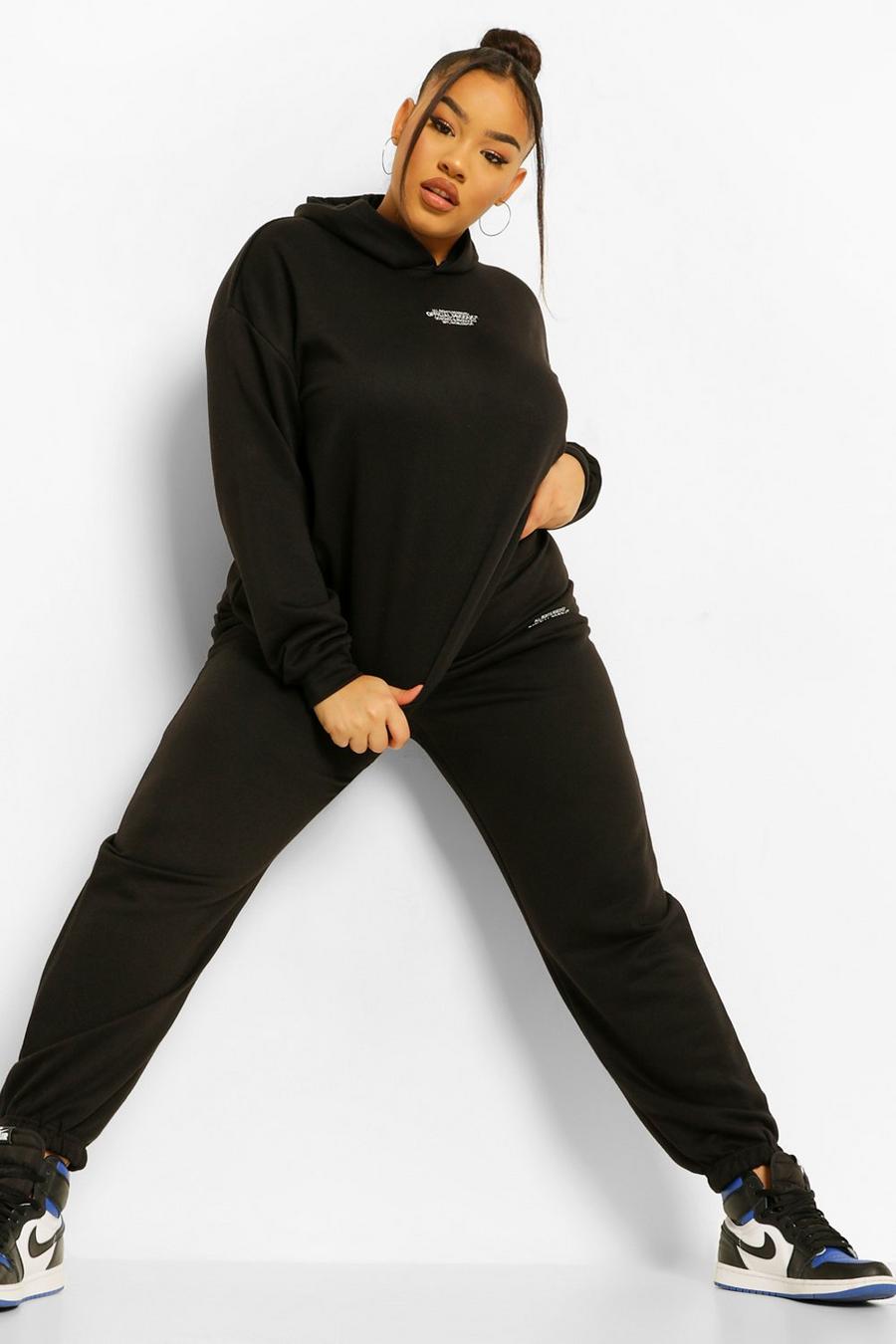 Black Plus Official Embroidered Track Pants image number 1