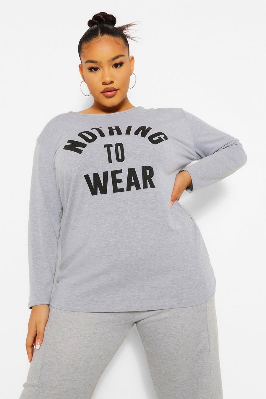 Grey Plus Nothing To Wear Long Sleeve T-shirt image number 1